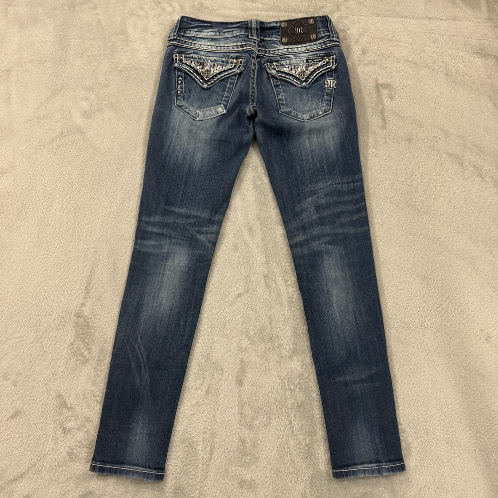 Miss Me Jeans Womens 26 Blue Dark Wash Skinny Flap Pocket Low Rise Stretch Denim